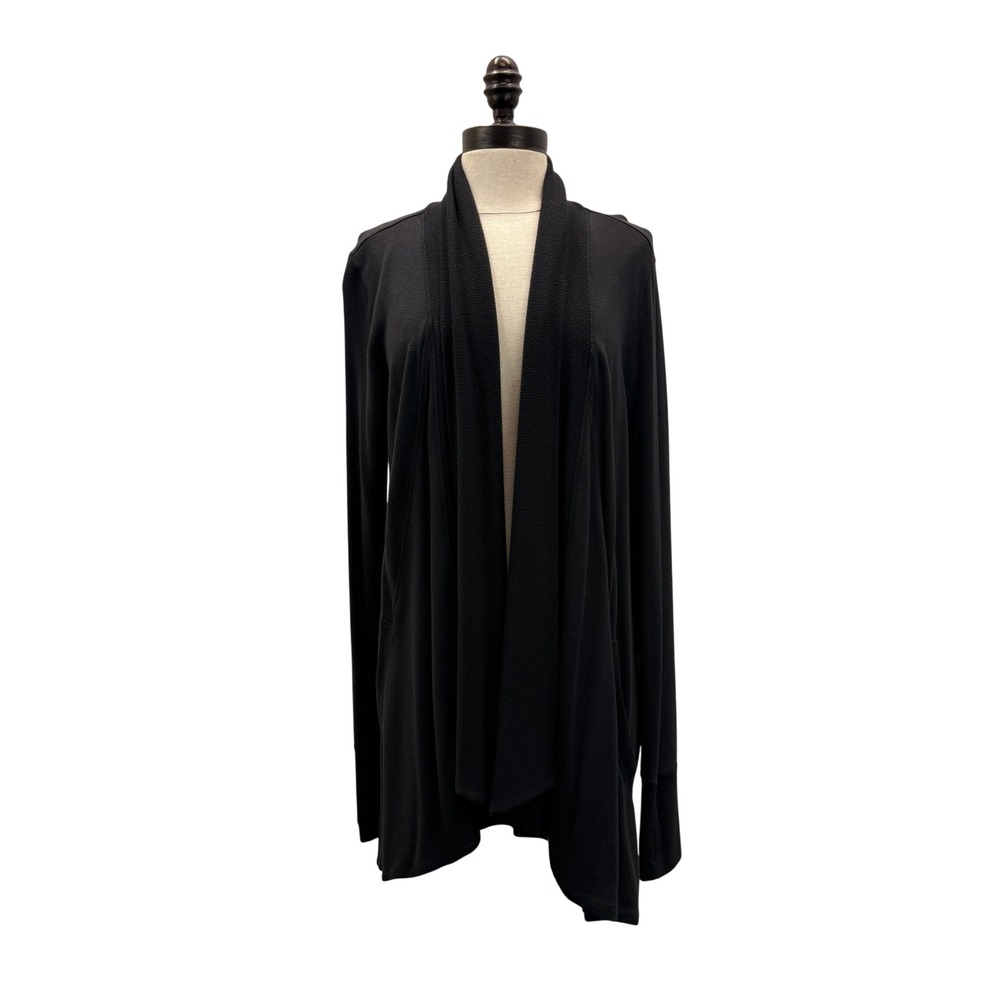 Athleta Cardigan Womens M Black Excellent Modal Blend Open Front Draped